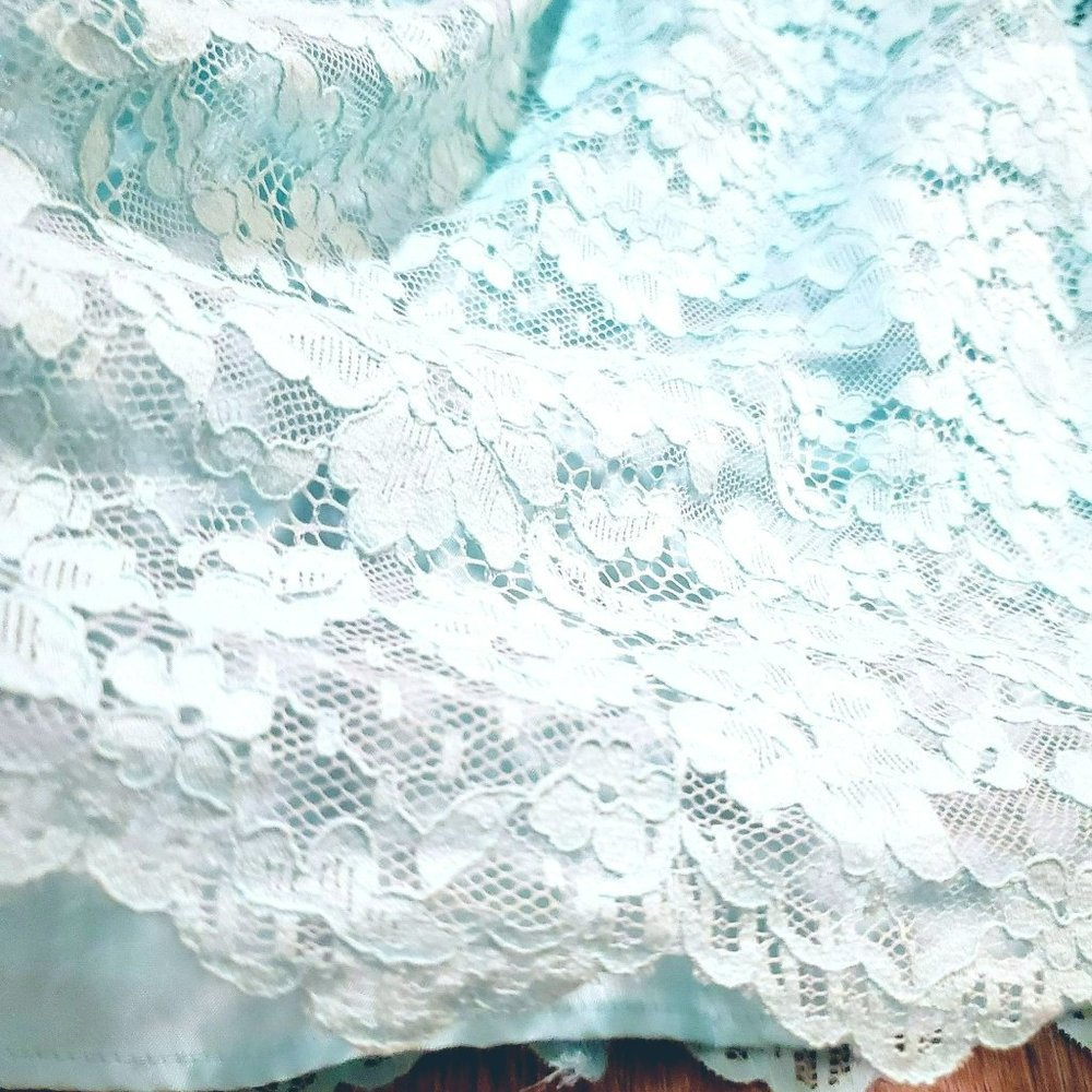 Children's Place Teal Lace Dress Size 14 Girls Zipper Closure w/Button Closure a - Picture 5 of 6